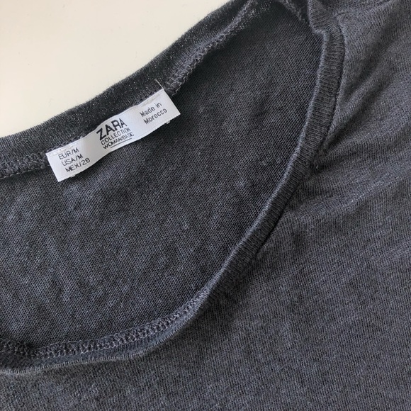 Zara Tops | Zara Knit Flutter Sleeve Gray Top M | Poshmark